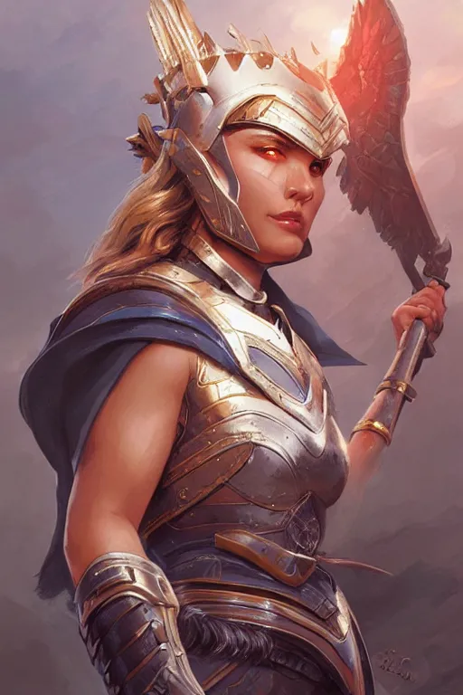 Image similar to amazon valkyrie athena, d & d, fantasy, portrait, highly detailed, headshot, digital painting, trending on artstation, concept art, sharp focus, illustration, art by artgerm and greg rutkowski and magali villeneuve