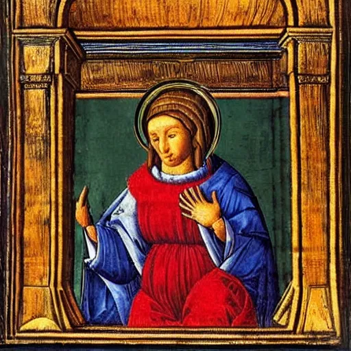 Image similar to benjamin netanyahu as crevole madonna by duccio