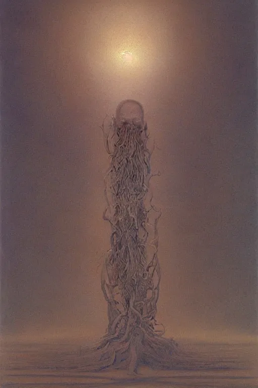 Image similar to god painting by zdzisław beksinski