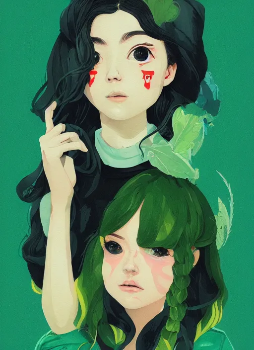 Image similar to cute girl profile picture by sachin teng x ofwgkta, weed, marijuana, organic painting, hard edges, masterpiece, smoke, asymmetrical, green, matte paint, energetic