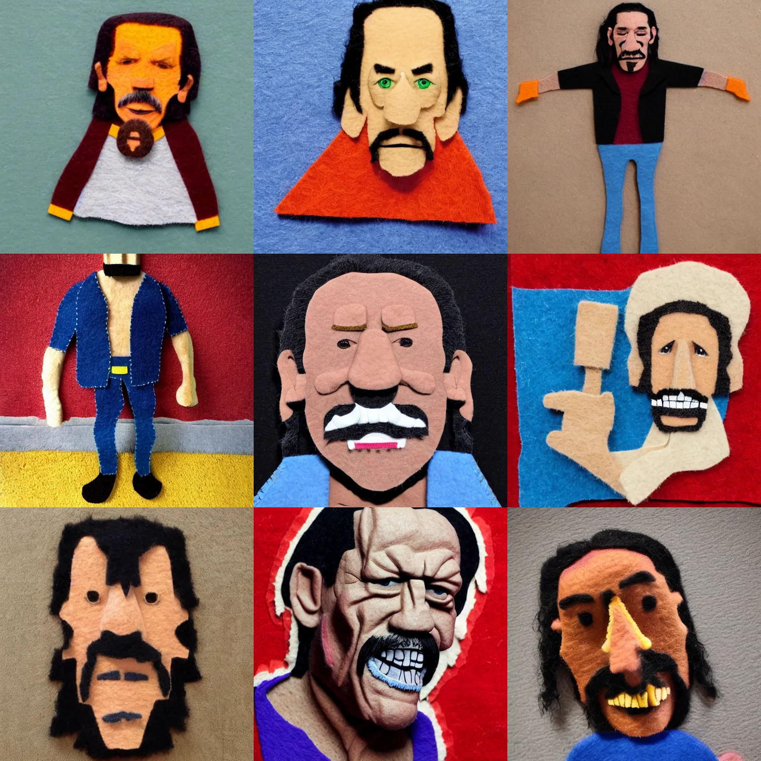 Prompt: danny trejo made out of felt