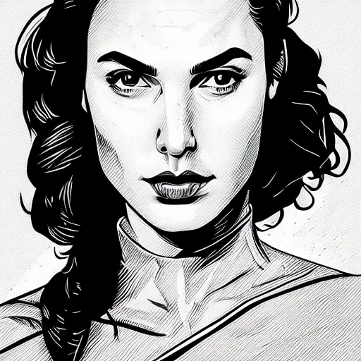 Image similar to portrait of gal gadot, by laurie greasley