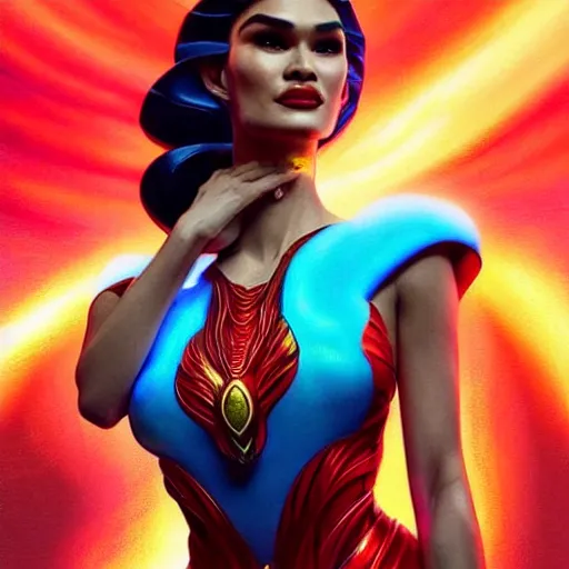 pia wurtzbach as darna, wax figure, glowing eyes, | Stable Diffusion ...