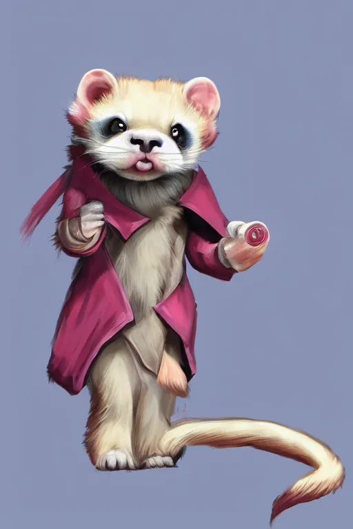 Image similar to Vaporware version of a cute ferret with a saber concept art, Artstation