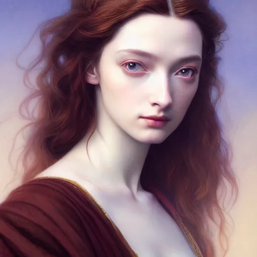 Image similar to Pre-Raphaelite Emma Dumont by Artgerm and Greg Rutkowski, intricate, elegant, highly detailed, digital painting, pale