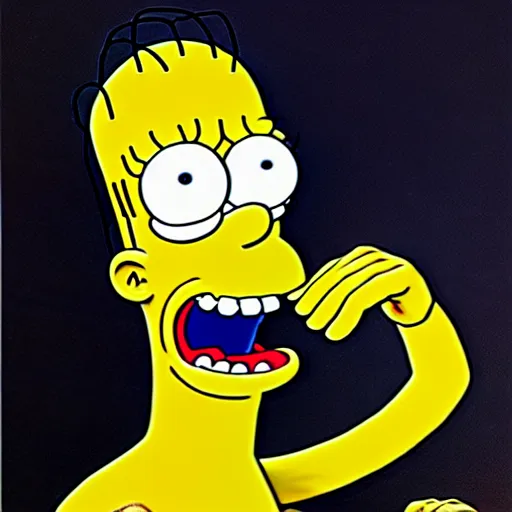 Image similar to A terrifying eldritch Homer Simpson by Micheal Whelan and Wayne Barlowe