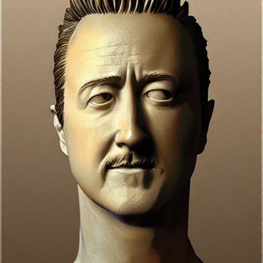 Prompt: a statue of edward norton's head but it's the shape of an egg with eggshell texture, just the face, strong eggshell texture, highly detailed, dramatic lighting, concept art by caravaggio and greg rutkowski and artgerm