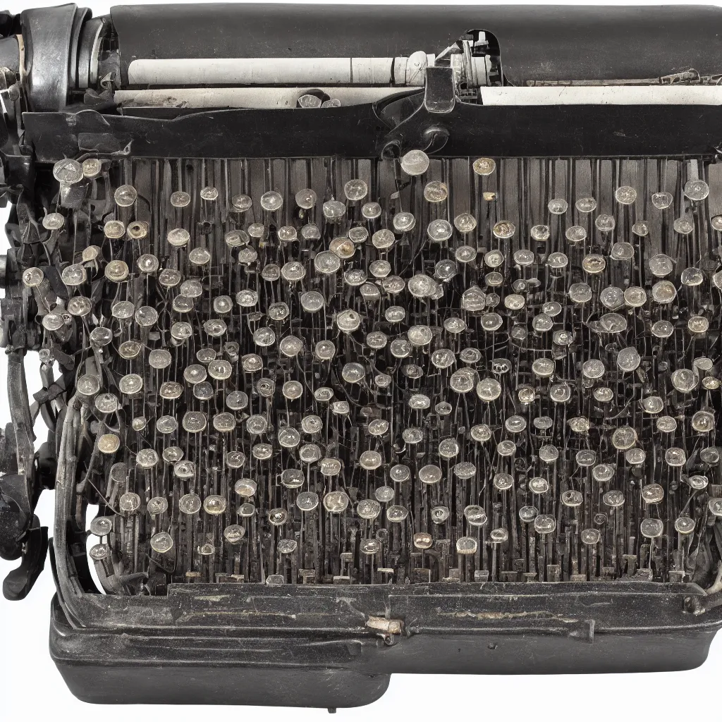 Image similar to product photo of a typewriter designed by hr giger