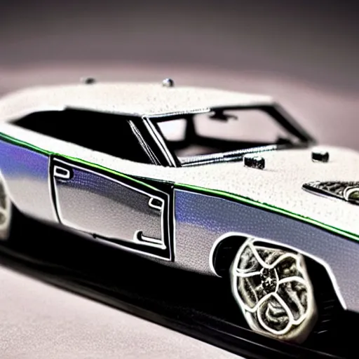 Image similar to Dodge Charger model made of wire and sea agate, highly detailed, intricate, elaborate