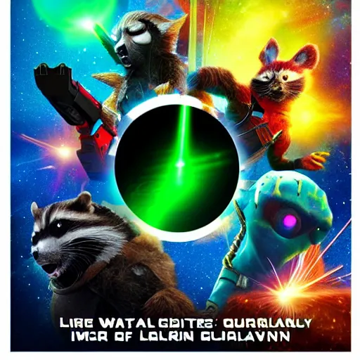 Image similar to laser war between funny creatures on a planet, digital art, guardians of the galaxy style, centred award winning 4K