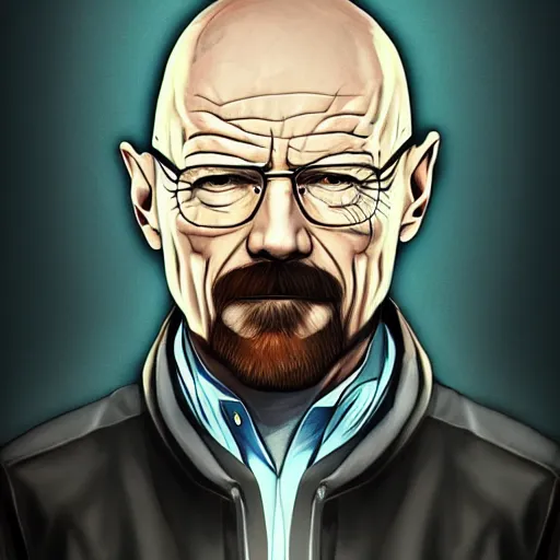 Image similar to Walter White drawn in the league of legends character splash art, digital art, trending on artstation, behance