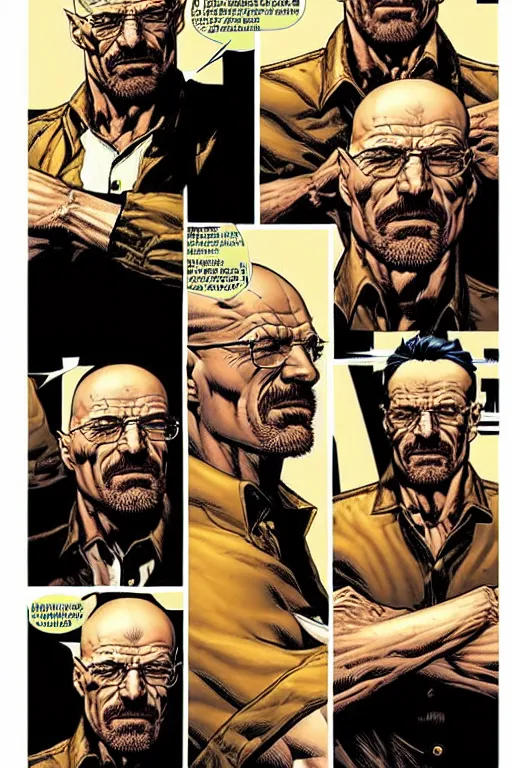 Image similar to character art by mike deodato, walter white, absolute chad