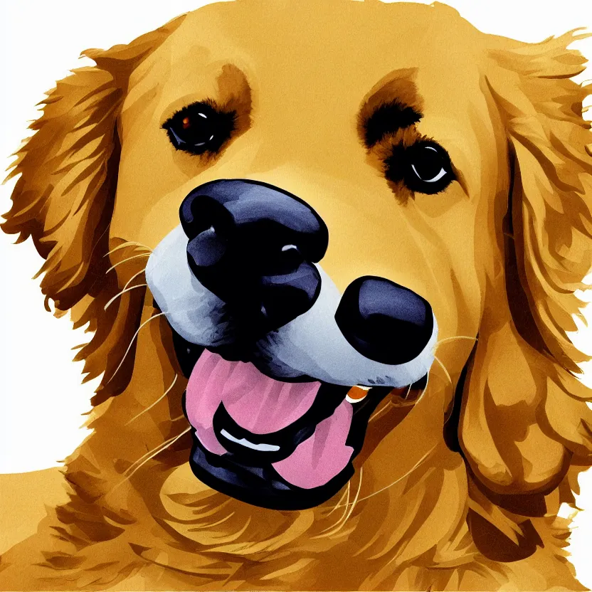 Image similar to golden retriever, white background, cartoon, high detail, no cut off