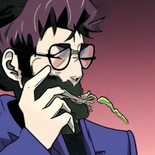 Image similar to gendo ikari smoking a joint