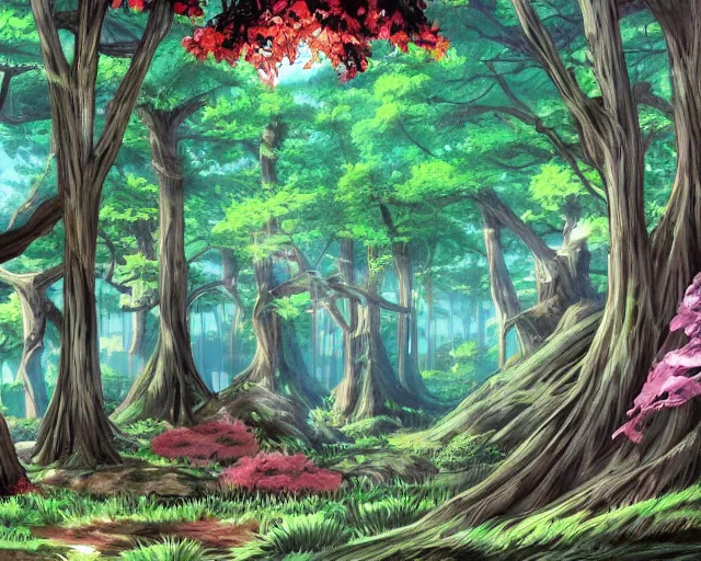 Prompt: anime forest background from he-man