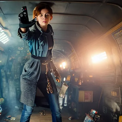 Prompt: film still of mary elizabeth winstead in ready player one 2 ( 2 0 2 4 )