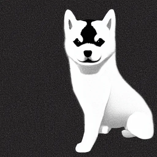 Image similar to Black and white line art of a Shiba Inu