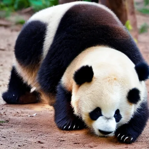 Prompt: panda adopting a human child