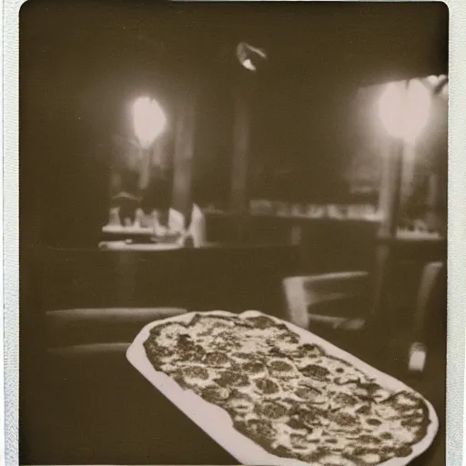 Prompt: occult sacrifice in a pizza restaurant highly detailed Polaroid