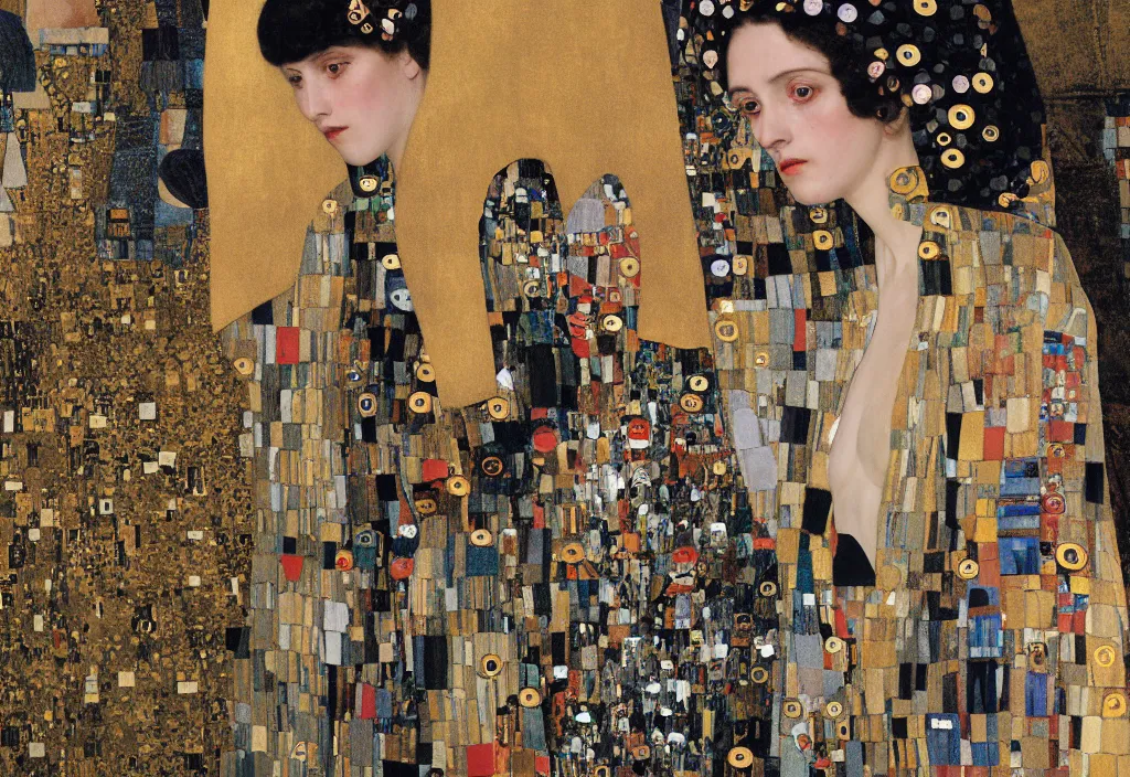 Image similar to fashion editorial by Gustav Klimt. highly detailed. 8k. depth of field. photography