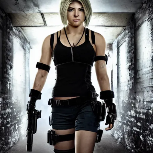 Prompt: alexa bliss as jill valentine in resident evil, 4k, high detail, high-resolution photograph, professional photography