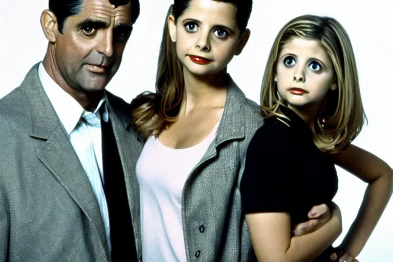 Image similar to sarah michelle gellar as buffy and cary grant as giles in buffy the vampire slayer