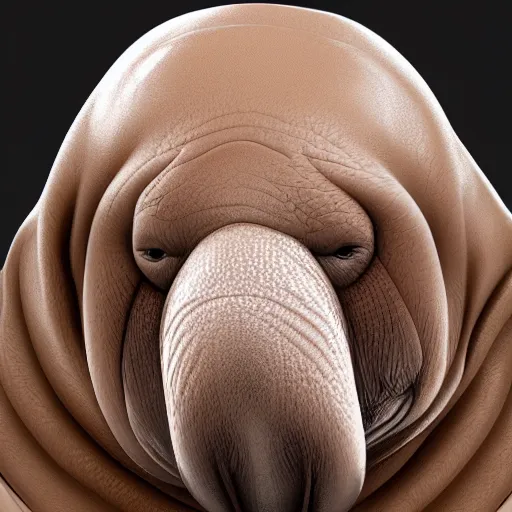 Image similar to a walrus resembling a human, photorealistic 4K.