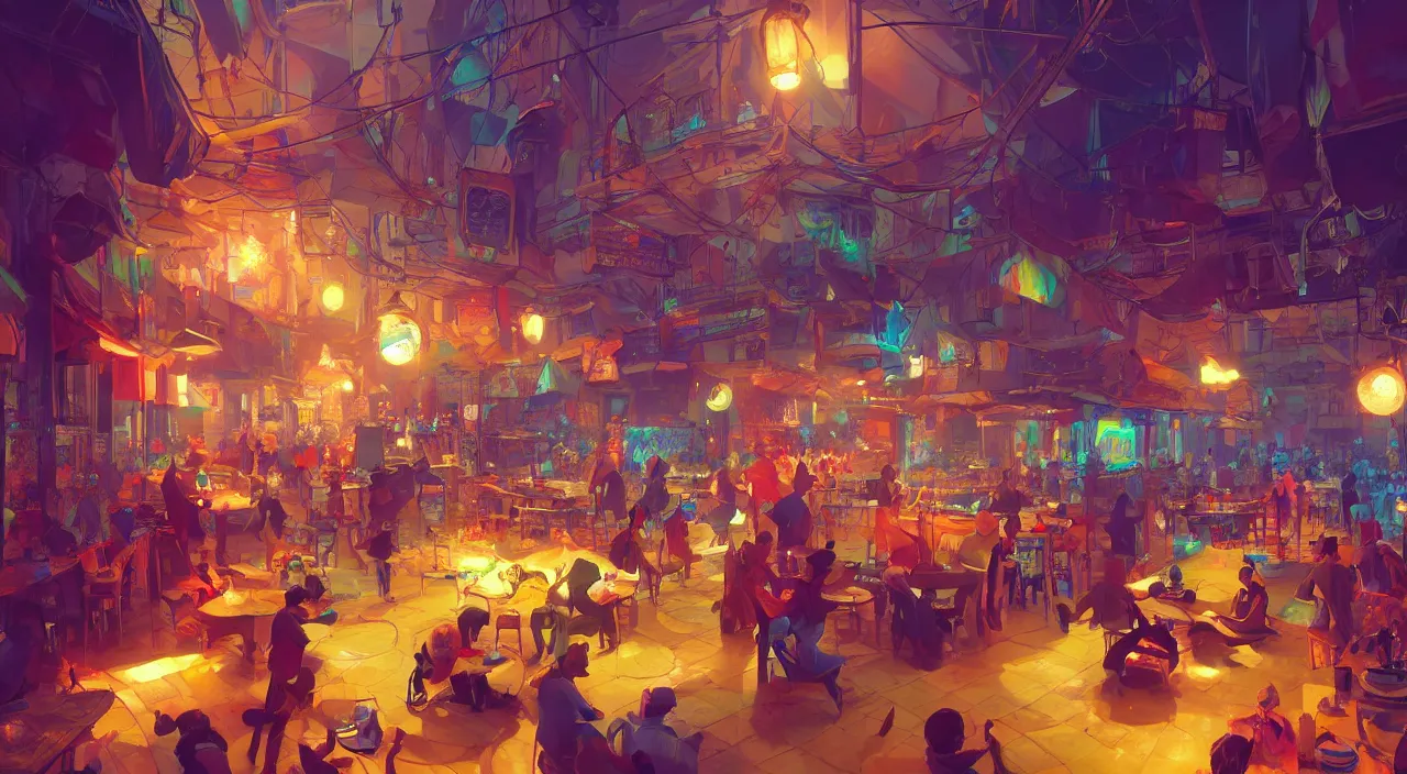 Image similar to bazaar zouk oriantal multicolorful sky shine place mosquet painting stylized digital video game icon global illumination ray tracing 8 k hd resolution, by ilya kuvshinov and cushart krentz and gilleard james