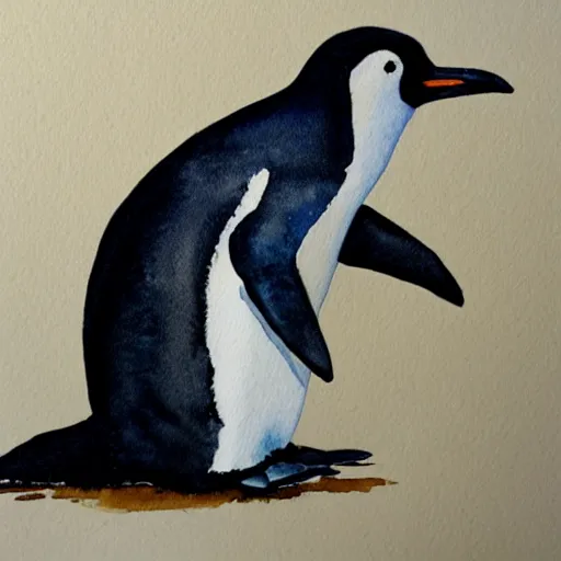 Image similar to Watercolor painting of a penguin