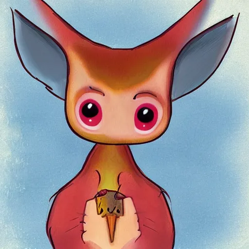 Prompt: digital art of a cute fruit bat holding twin daggers by Pixar