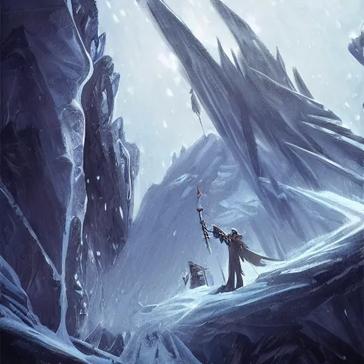 Image similar to cold portrait of pointy ice spikes rising from the ground, epic fantasy style, in the style of Greg Rutkowski, hearthstone artwork