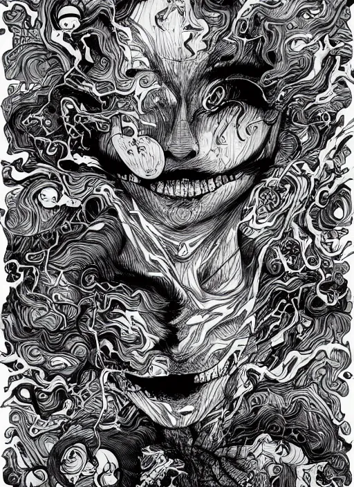 Image similar to junji ito and james jean artwork