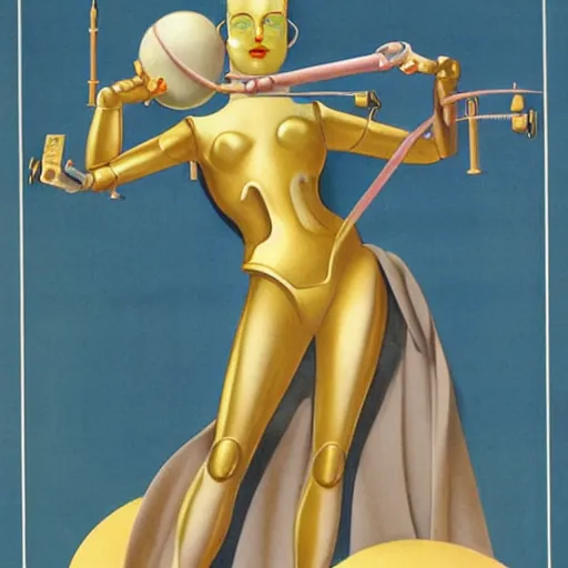 Image similar to robot female goddess statue by Alberto Vargas