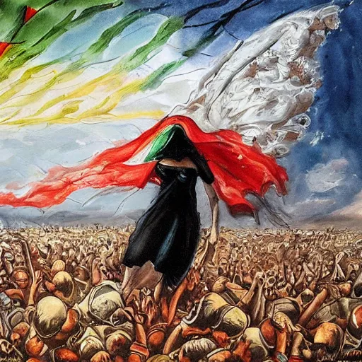 Prompt: dramatic painting of freedom for palestina