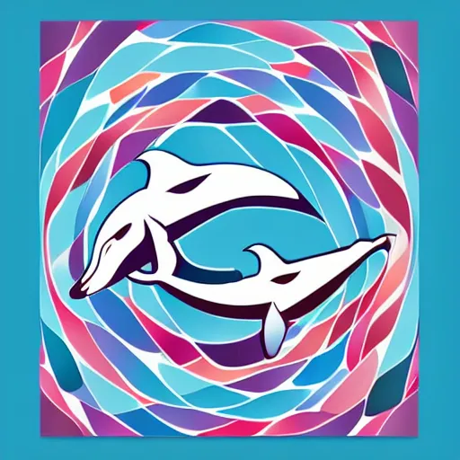 Prompt: cubist style vector dolphin art