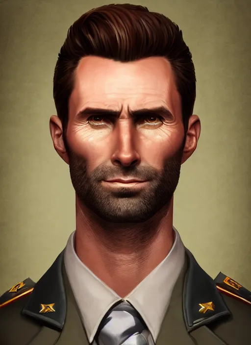 Prompt: hearts of iron 4 portrait of adam levine, trending on artstation, character portrait, ylva ljungqvist, paradox interactive