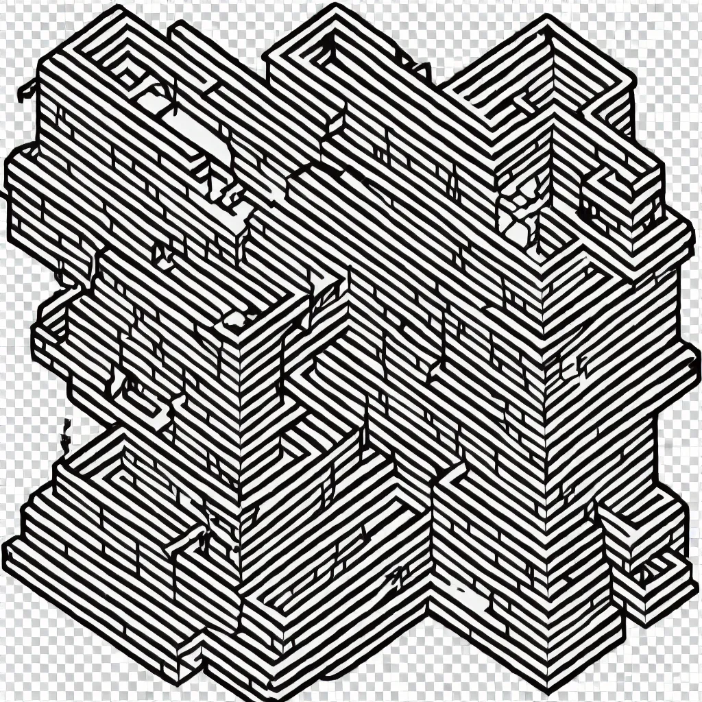 Image similar to wizard's tower, isometric lineart, individual tile png
