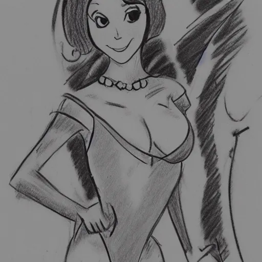 Image similar to milt kahl sketch of victoria justice with kim kardashian body as princess daisy from super mario bros