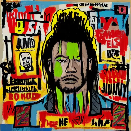 Prompt: dwayne johnson album cover basquiat style