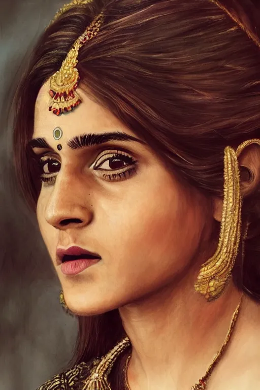 Image similar to photo of indian woman emma watson, portrait, desi, realistic, detailed, emma watson