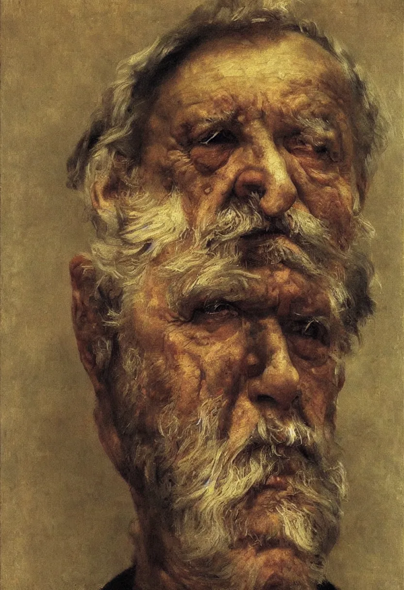 Prompt: Painting by Ilya Repin, face, portrait of an old man