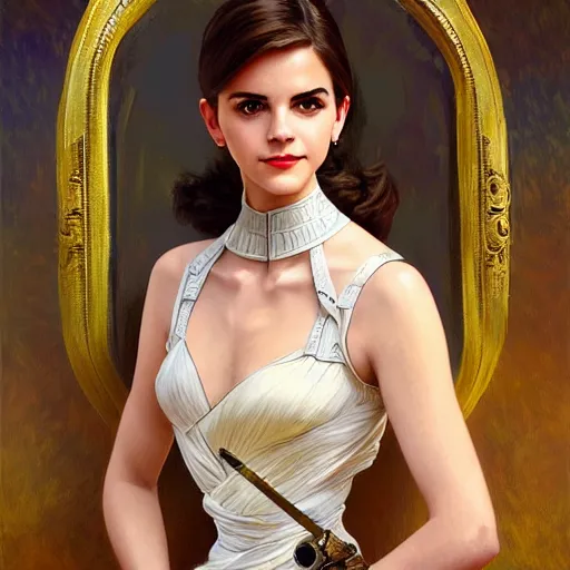 Prompt: A combination of Victoria Justice's and Grace Kelly's and Emma Watson's appearances as Master Chief, full body portrait, western, D&D, fantasy, intricate, elegant, highly detailed, digital painting, artstation, concept art, matte, sharp focus, illustration, art by Artgerm and Greg Rutkowski and Alphonse Mucha