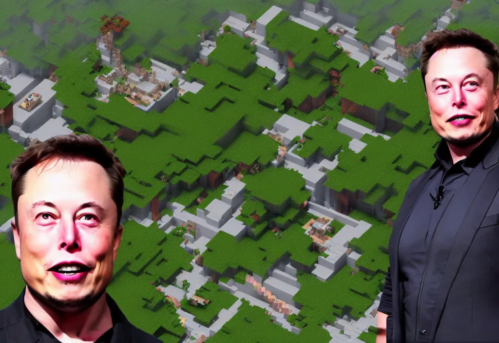 Image similar to elon musk in minecraft, elon musk in the video game minecraft, gameplay screenshot, close up, 3 d rendering. unreal engine. amazing likeness. very detailed.