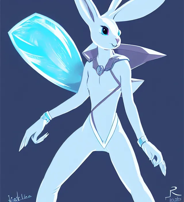 Prompt: the female ice rabbit protagonist, animation character design by jack kirby, action - adventure, sharp detail, artstation trending, conceptart. com