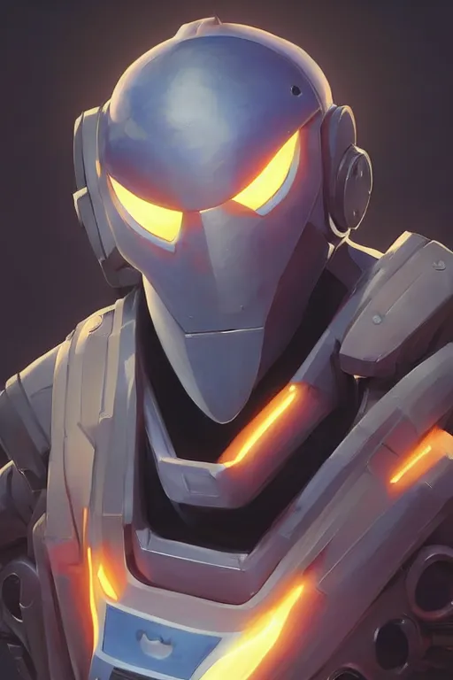 Image similar to epic mask helmet robot ninja portrait stylized as fornite style game design fanart by concept artist gervasio canda, behance hd by jesper ejsing, by rhads, makoto shinkai and lois van baarle, ilya kuvshinov, rossdraws global illumination radiating a glowing aura global illumination ray tracing hdr render in unreal engine 5