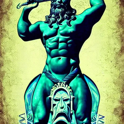 Prompt: the god poseidon, poseidon, portrait, illustration, digital art, concept art, by butcher billy