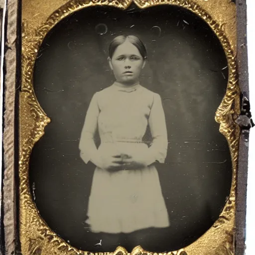 Prompt: tintype photo, girl cyclopes