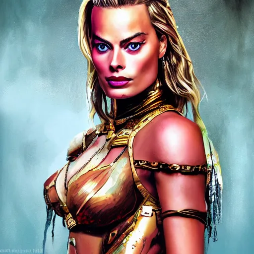 Prompt: beautiful sexy look warrior margot robbie, 4k digital art, highly detailed