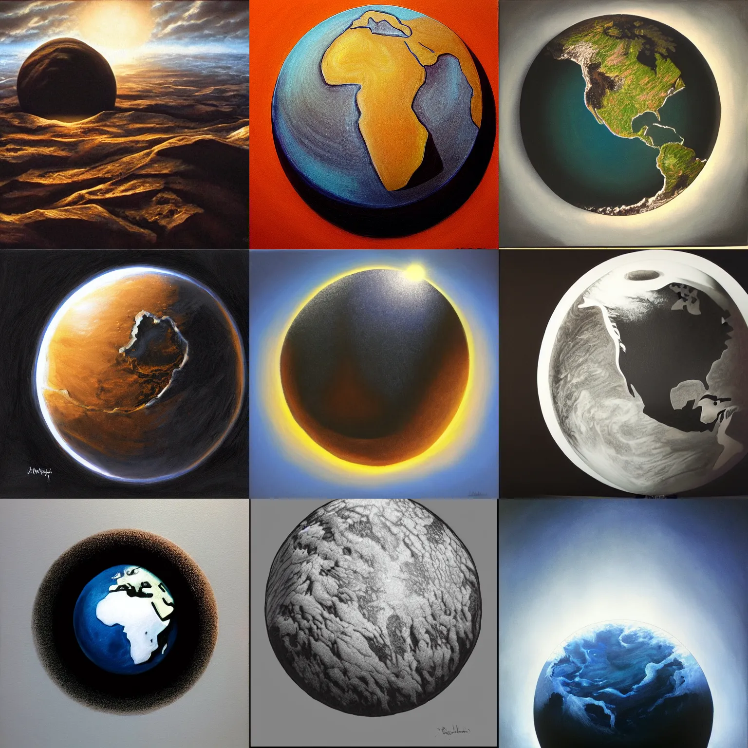 Prompt: portrait of concave earth, dramatic lighting, hyper realism,