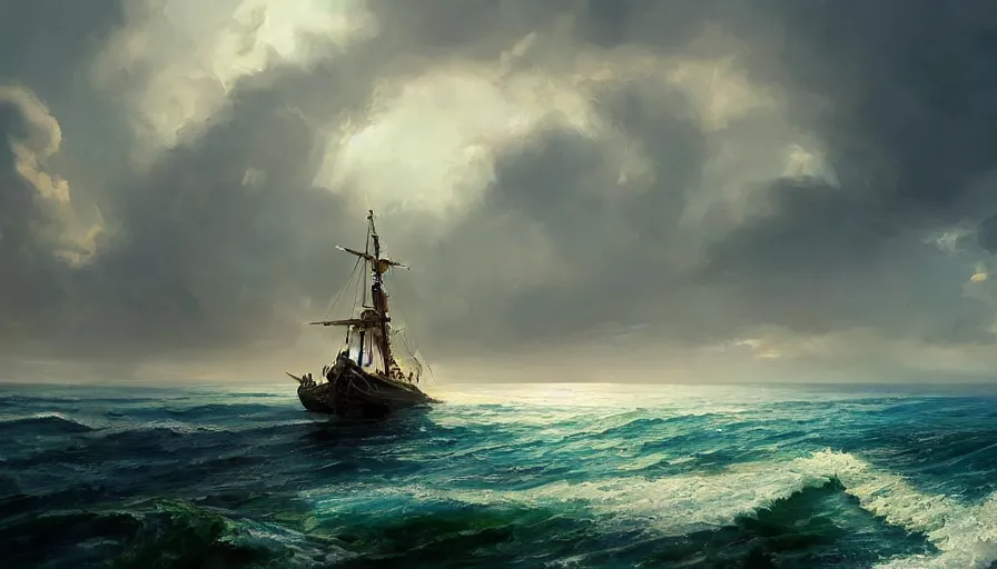 Prompt: concept art of sea, wallpaper, cinematic shot, oil painting by jama jurabaev, extremely detailed, brush hard, artstation, high quality, brush stroke